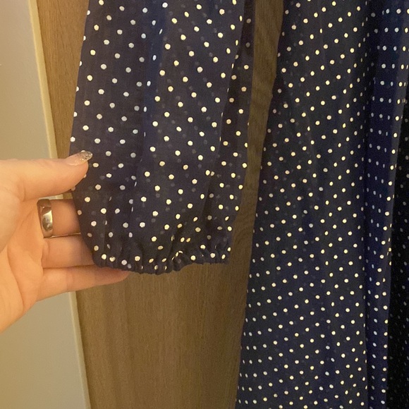 Vintage sheer navy polka dot dress - Picture 3 of 3